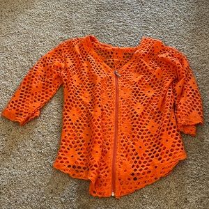 Thrifted Orange Jacket with Zipper